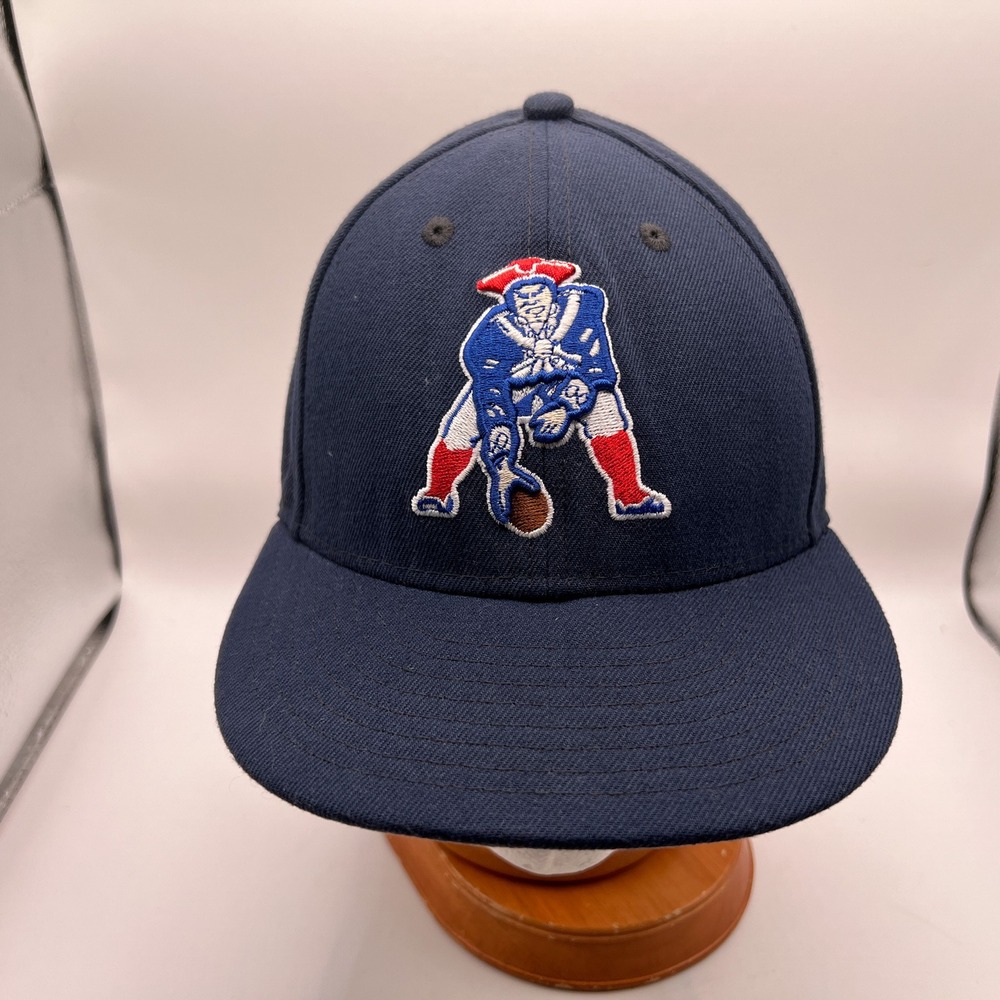 New Era 59FIFTY New England Patriots Throwback Pat Patriot Fitted Hat 7 5/8 Navy